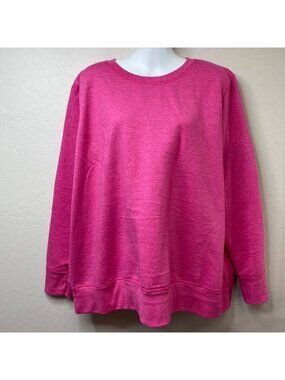 Just My Size Womens Pink Crewneck Sweatshirt Butterfly Print Cotton Size 2XL